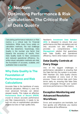 Optimizing performance and risk calculations: The critical role of data quality